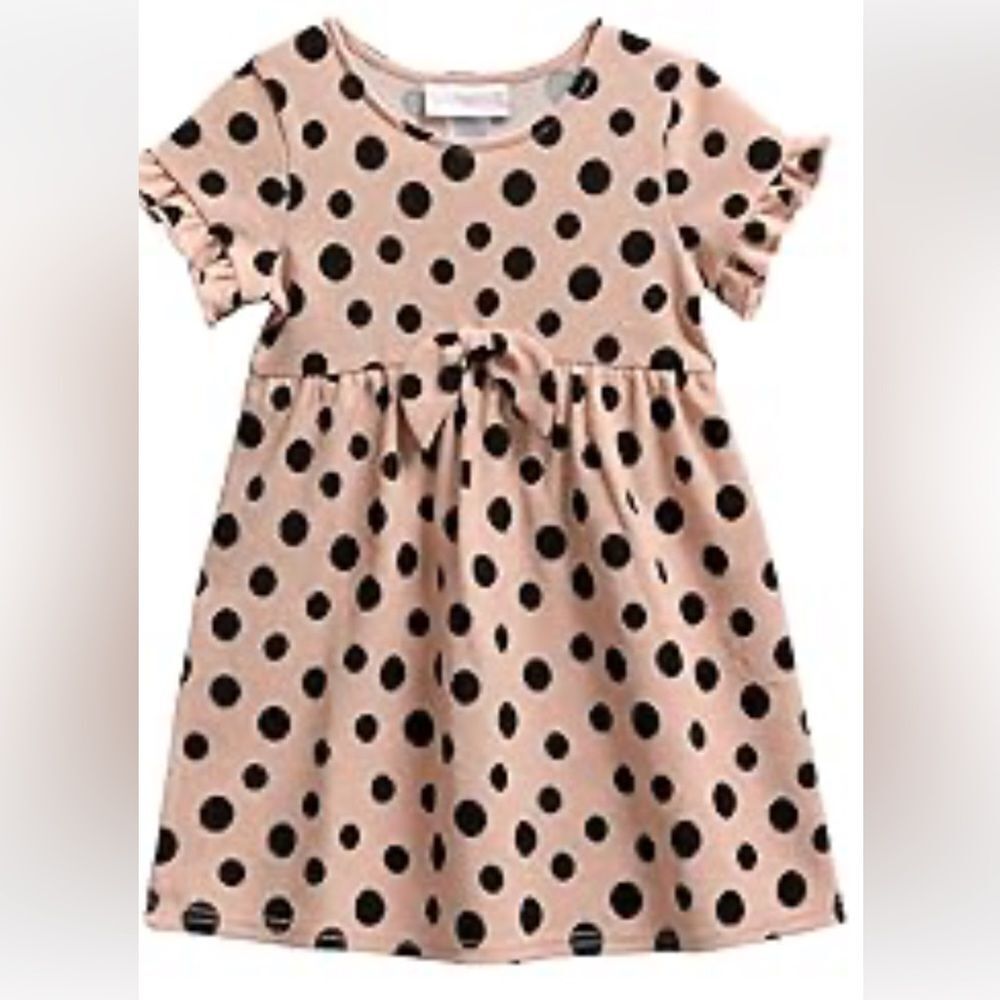 Sweet Heart Rose pink and black polka dot dress 18 months EUC